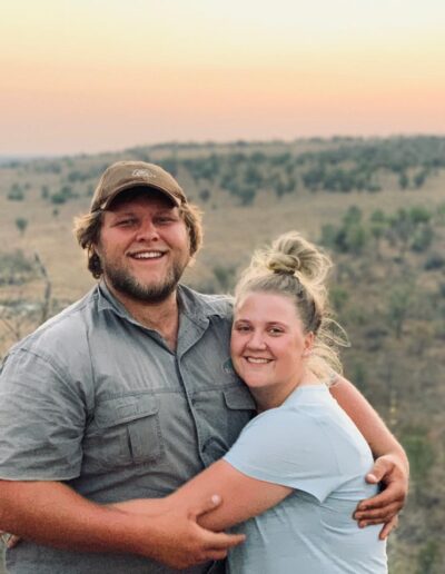 Barend and Anri Lombard smiling at sunset