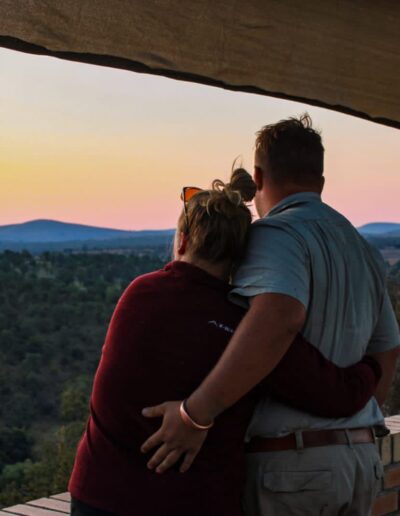 Barend and Anri watching the African sunset together